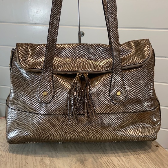 Antonio Melani silver snakeskin metallic satchel - Picture 1 of 12